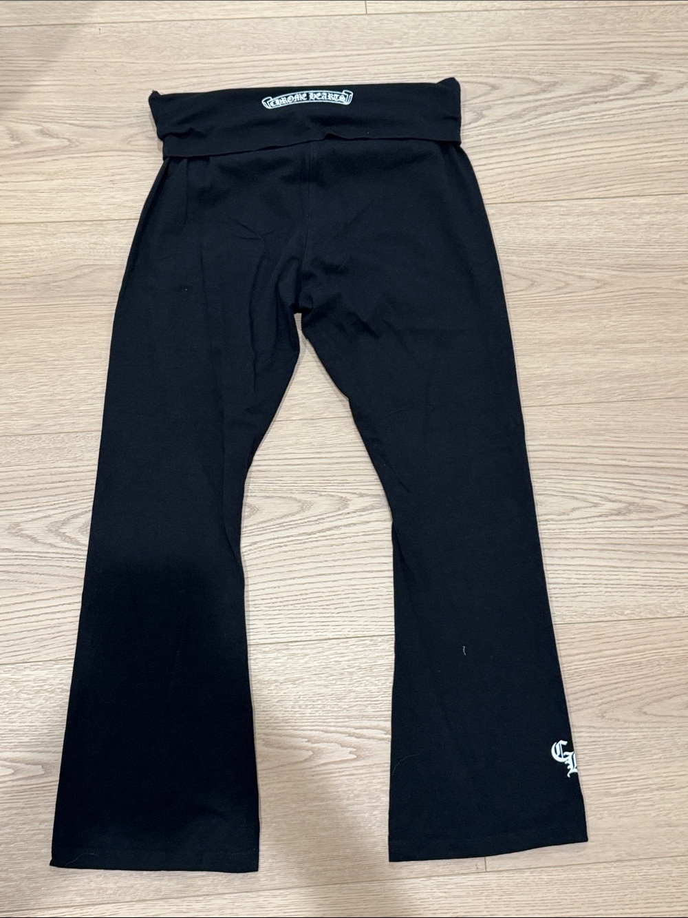 Women’s cropped fold over Black Flared Leggings